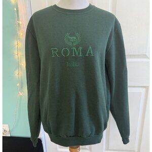 Roma Made in Italy Stitched 100% Cotton Green Crewneck XL
